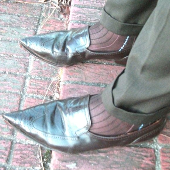 2PR Men's Sheer Brown Thick N Thin with Pattern, Cap Toe Cap Heel Socks - 10 -13 - Picture 10 of 13